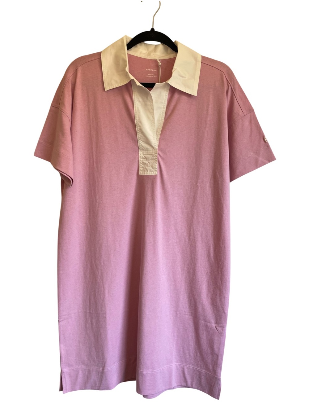 Everlane Pink Polo Shirt Dress with Cream Collar